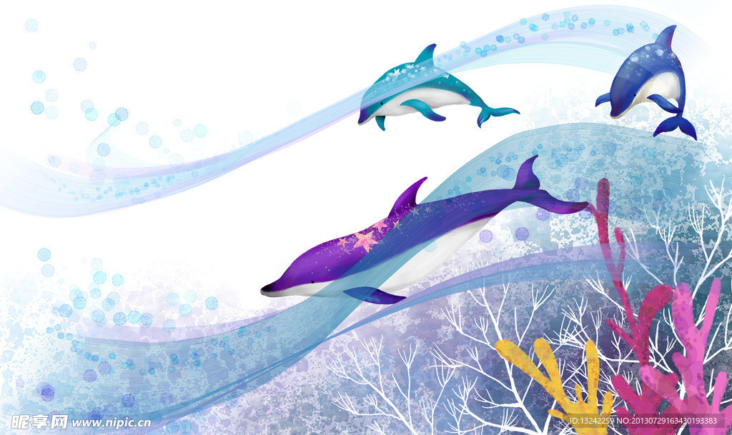 唯美海豚背景素材