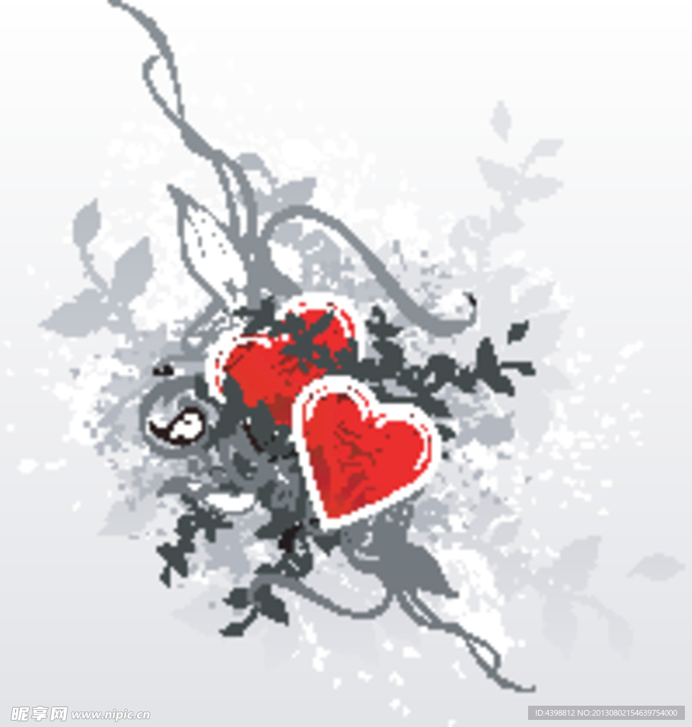 矢量 心形 花纹 图