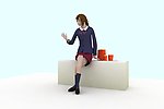 坐着的女学生