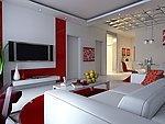 红白个性客厅模型