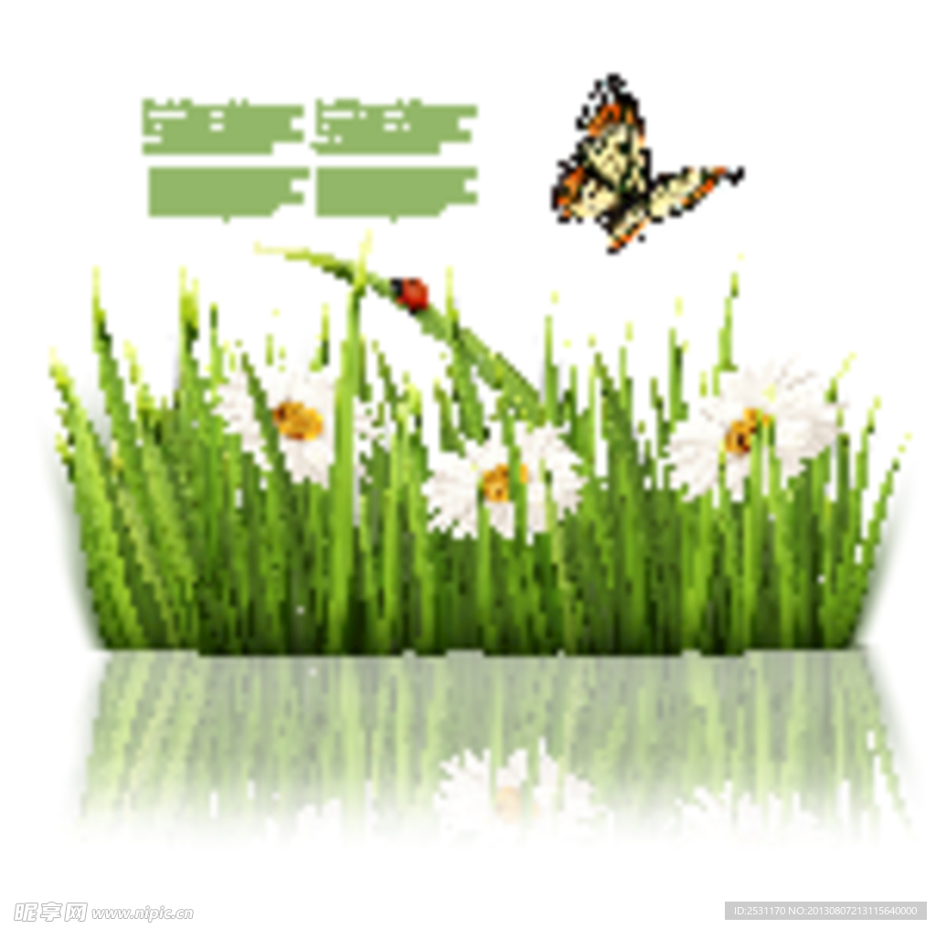 草地鲜花蝴蝶