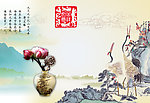 荷花 仙鹤