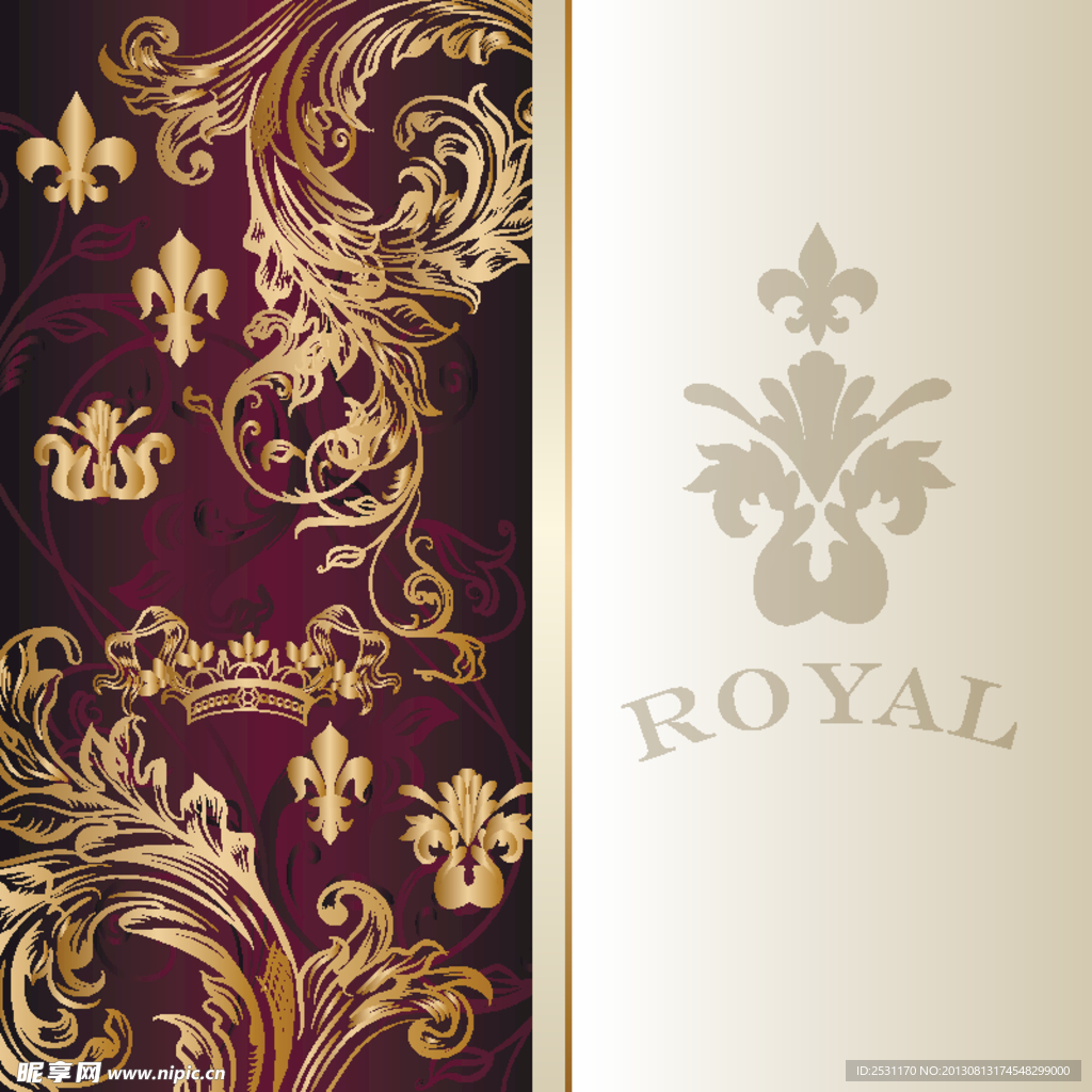 金色欧式花纹请柬