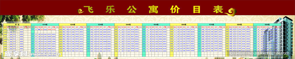 价格表