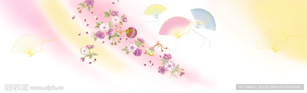 屏风图案 樱花扇