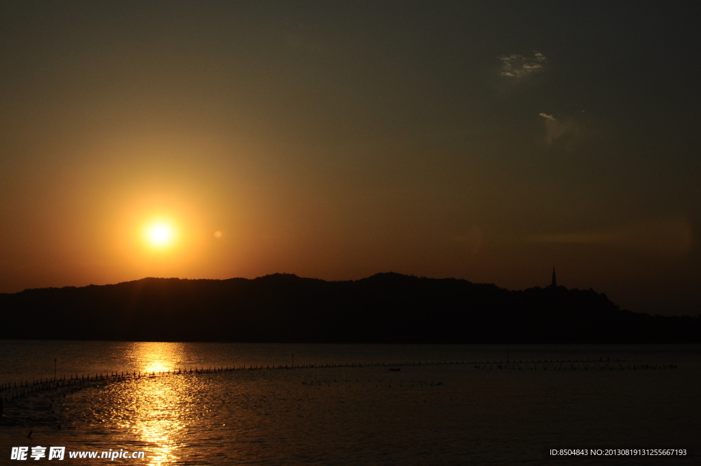 夕阳 西湖夕阳风景