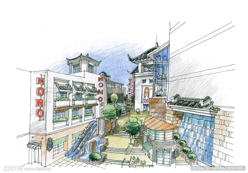 手绘建筑