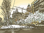 素描城市建筑