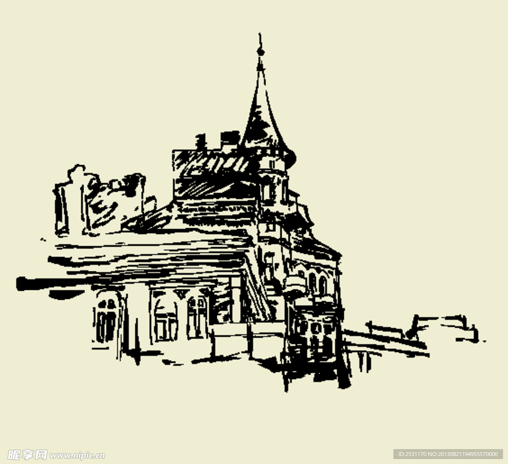 素描城市建筑