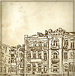 素描城市建筑