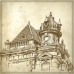 素描城市建筑