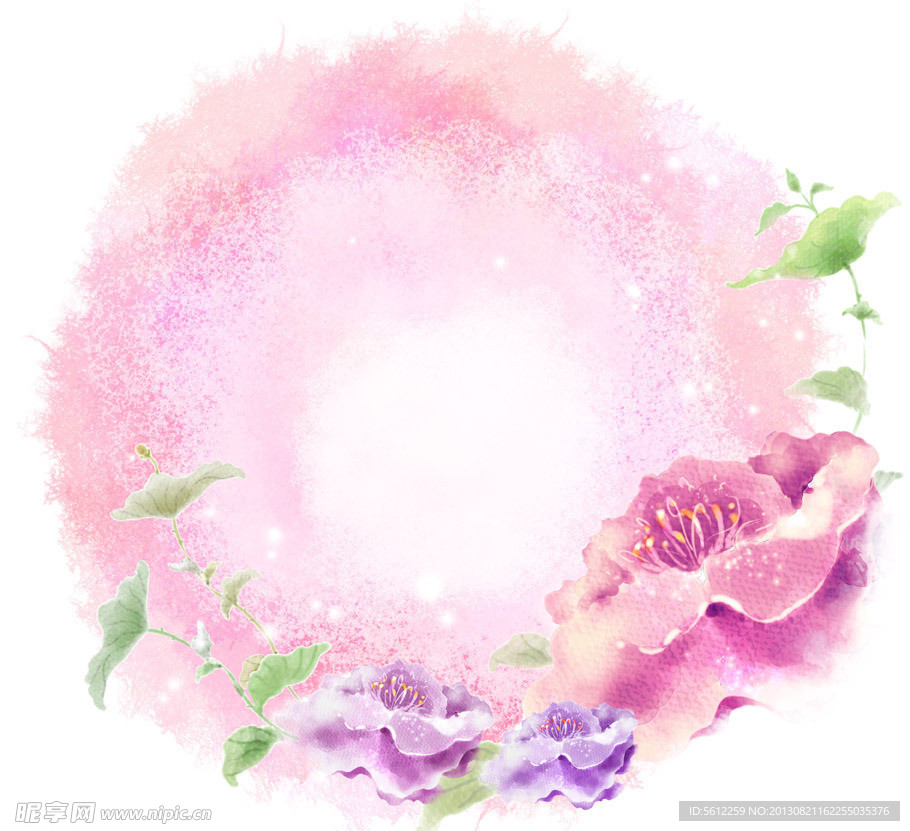 韩国手绘花朵底图