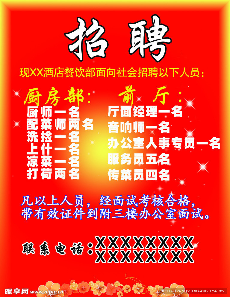 酒店招聘海报