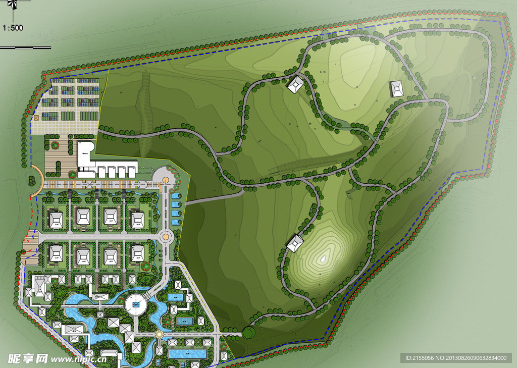 山地别墅小区规划设计彩平图（含cad）