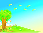 蓝天 草地 大树
