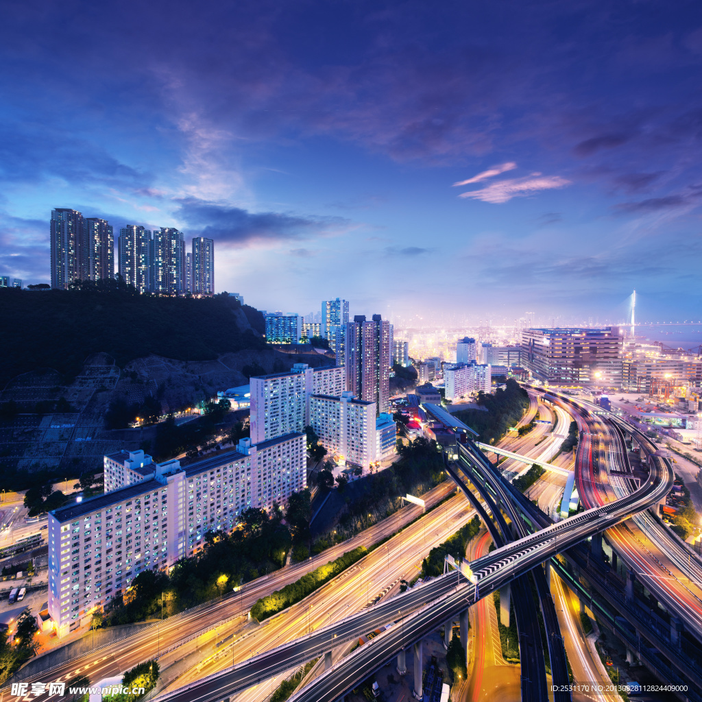 高清城市夜景立交桥