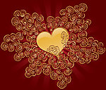 精美心形 金色花纹