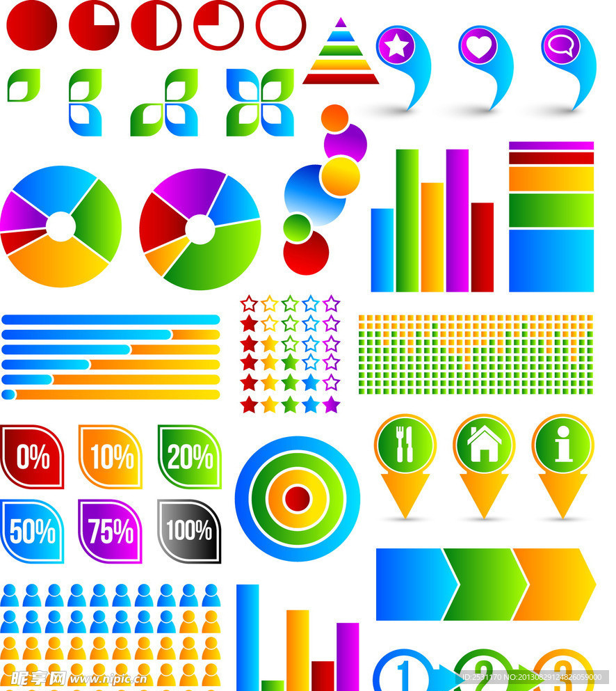 彩色矢量信息图表元素