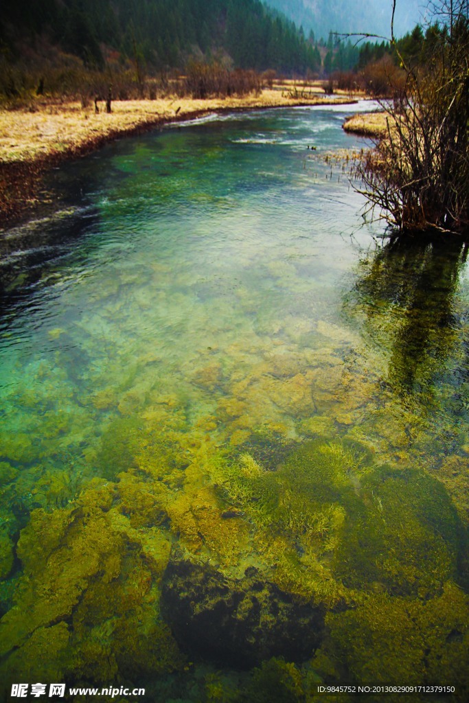 九寨沟湖泊水面