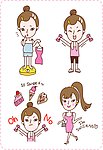 卡通女孩减肥插画