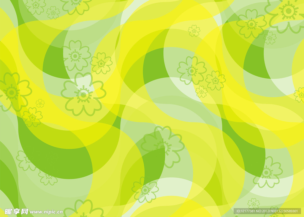 黄绿花纹旋转背景图