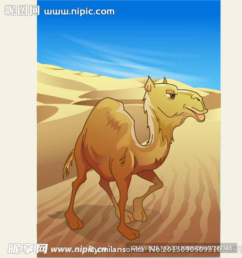 可爱动物绿色金色骆驼