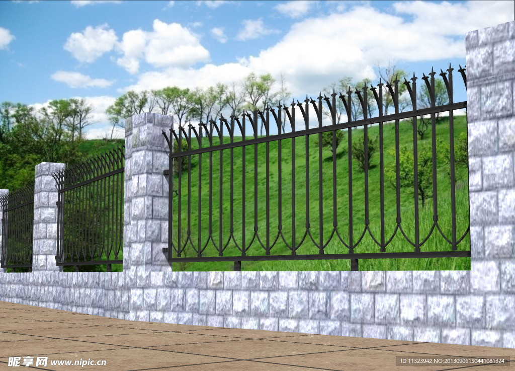 室外栏杆3D立体效果