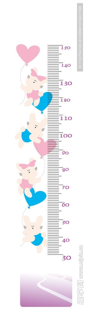 兔子爱心身高贴