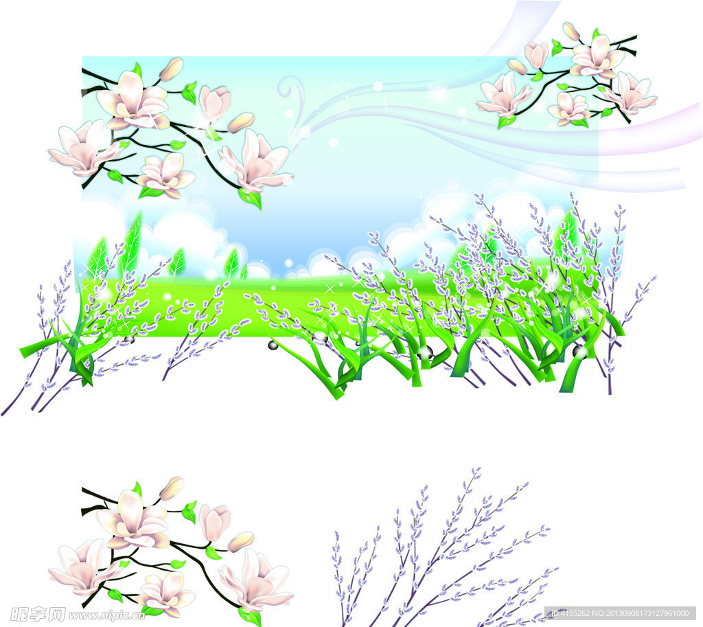 田园风光矢量梦幻背景