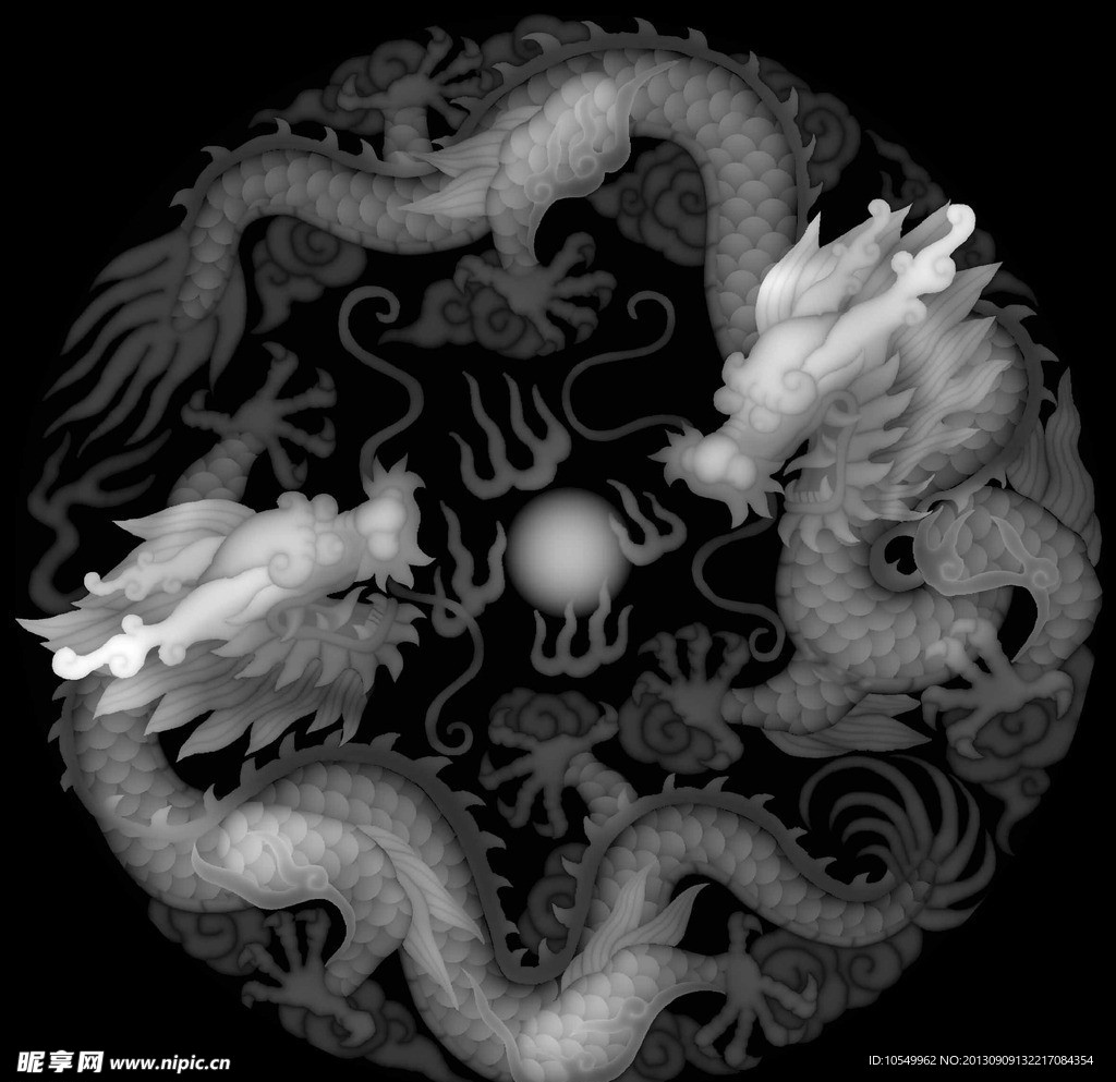 双龙戏珠圆