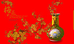 中国风 梅花瓶