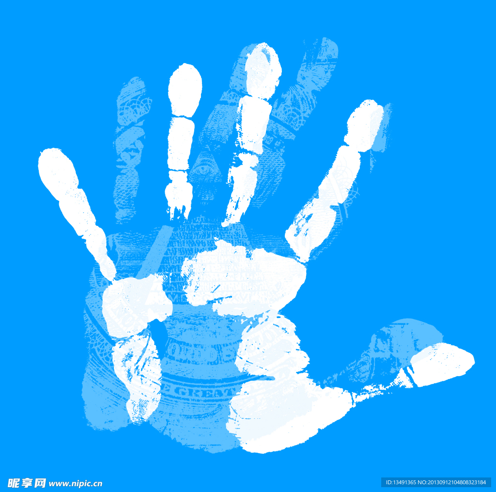 蓝色手掌