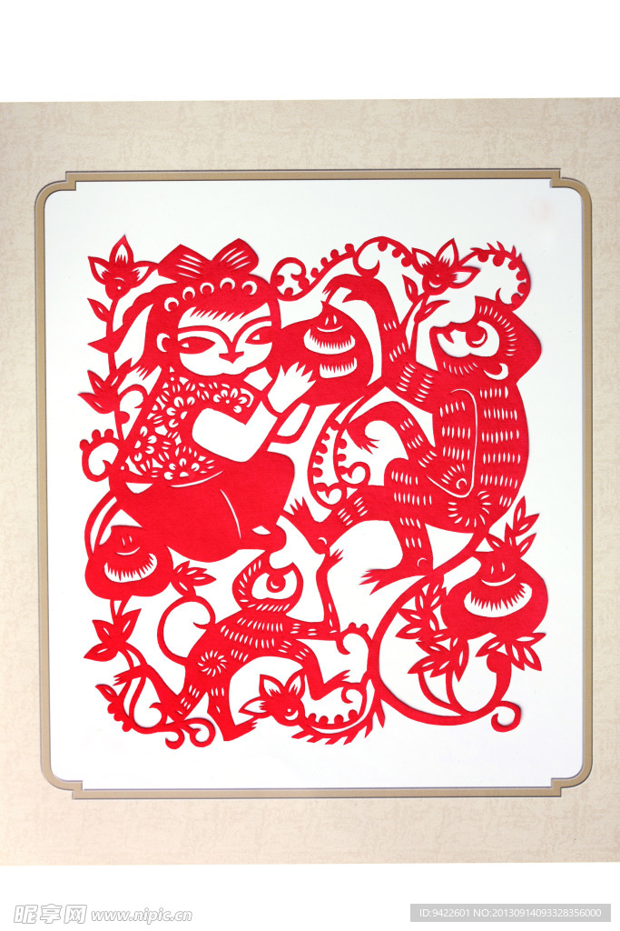 剪纸猴