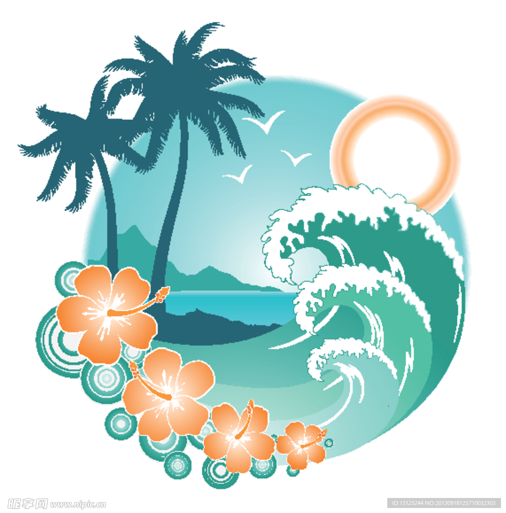 夏季 花纹 浪花