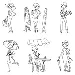 手绘女性矢量素材