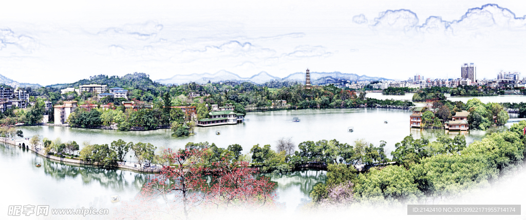 惠州西湖水墨画
