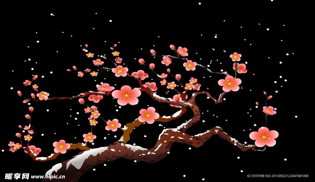 梅花雪景透明