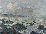 海边渔网莫奈油画