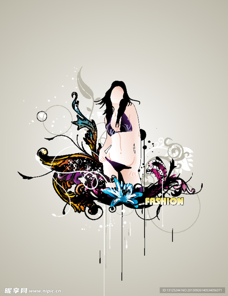 女性 人物 花纹