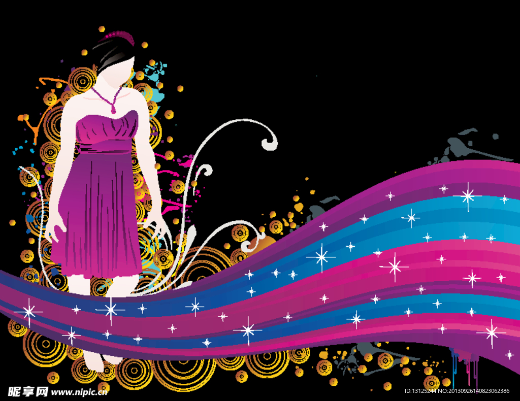 女性 花纹 线条