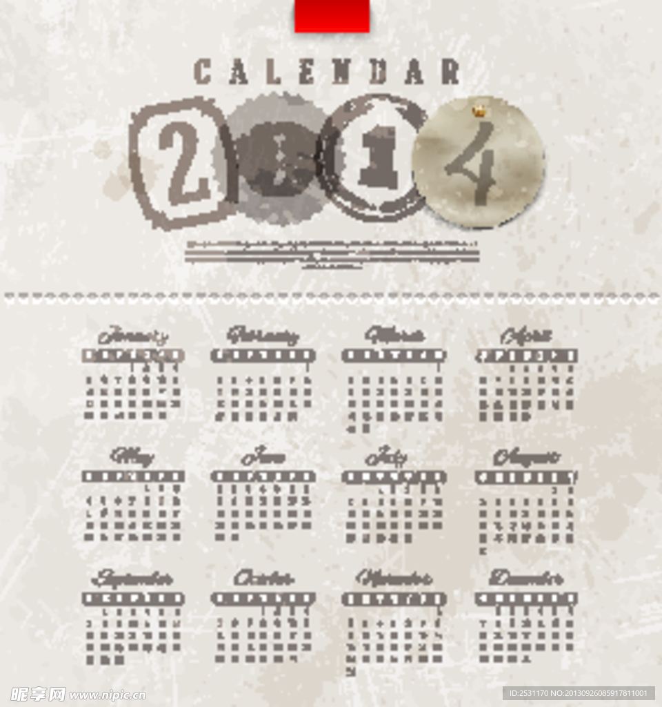 2014年日历模板