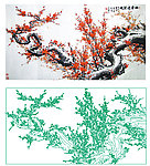 艺术玻璃 梅花 国画