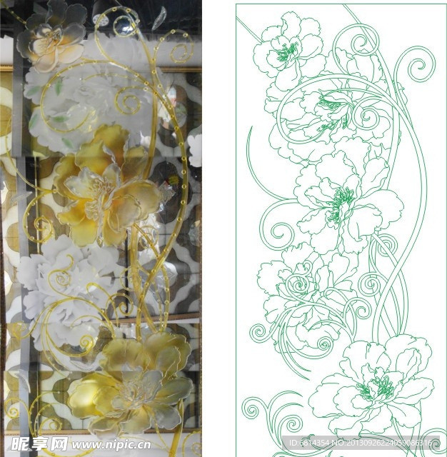 牡丹 艺术玻璃