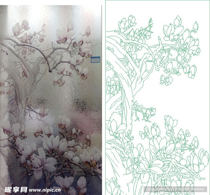 玉兰花 艺术玻璃