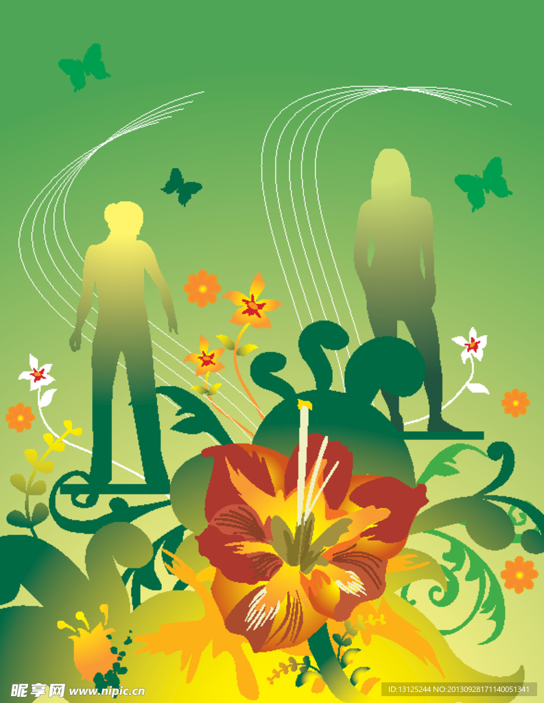花 花纹 人物