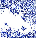 蓝色花纹 蝴蝶花纹