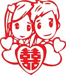 中国娃双喜剪纸