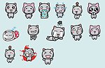 卡通 猫 表情矢量图