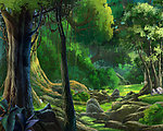 动漫树林风景画