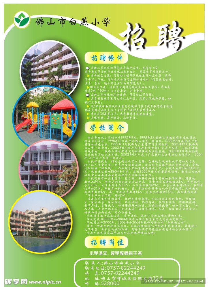 学校招聘绿色背景